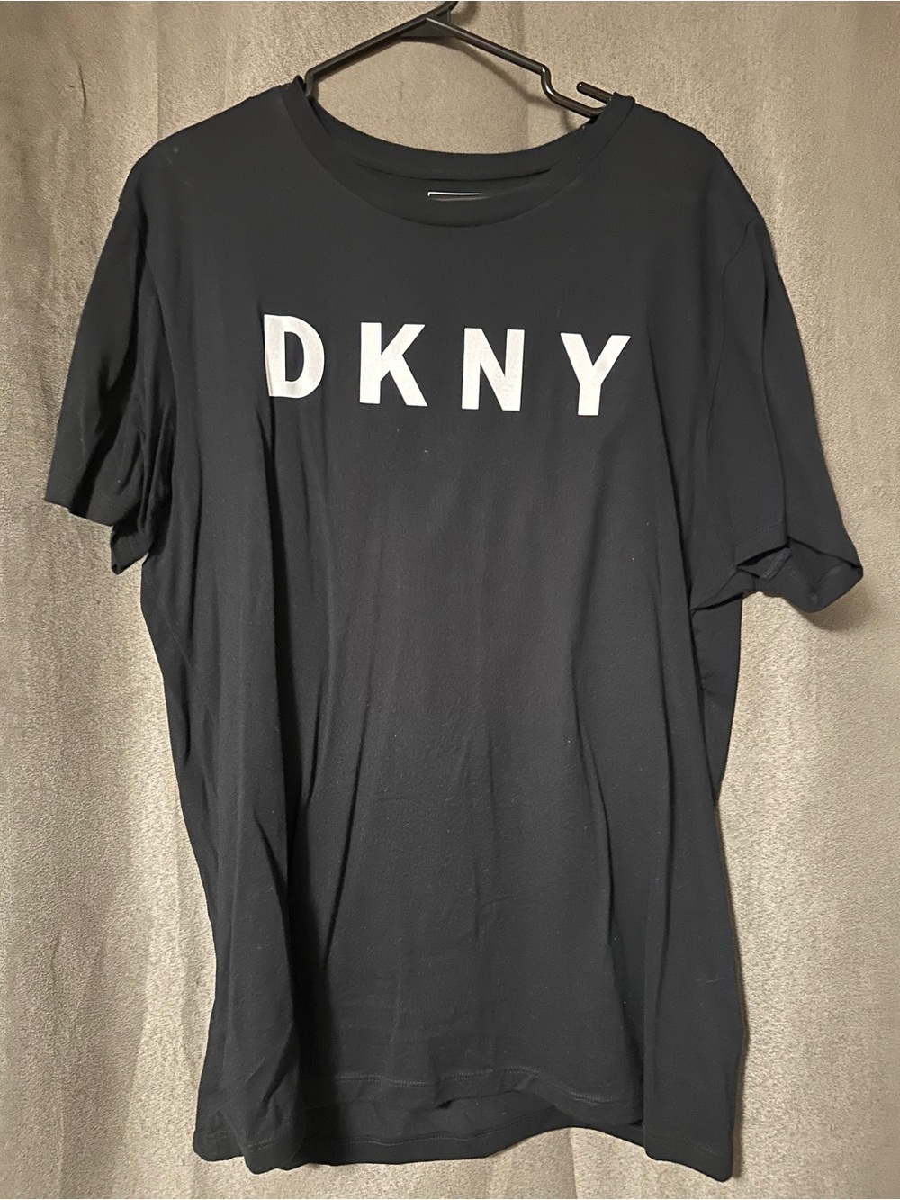 DKNY Black Short-Sleeve Logo Tee with White Lettering